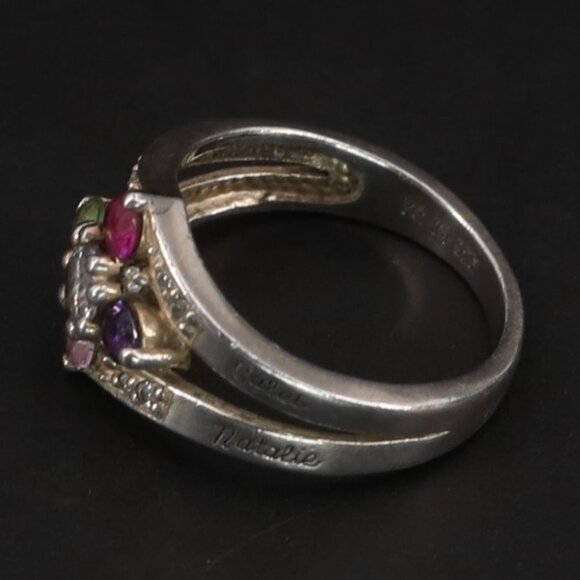 $300 Multi Gem Sterling Silver Ring REAL Sapphire, Peridot, Amethyst, Topaz, Dia - Picture 4 of 8